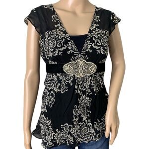 White House Black Market Silk Babydoll Top